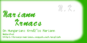 mariann krnacs business card